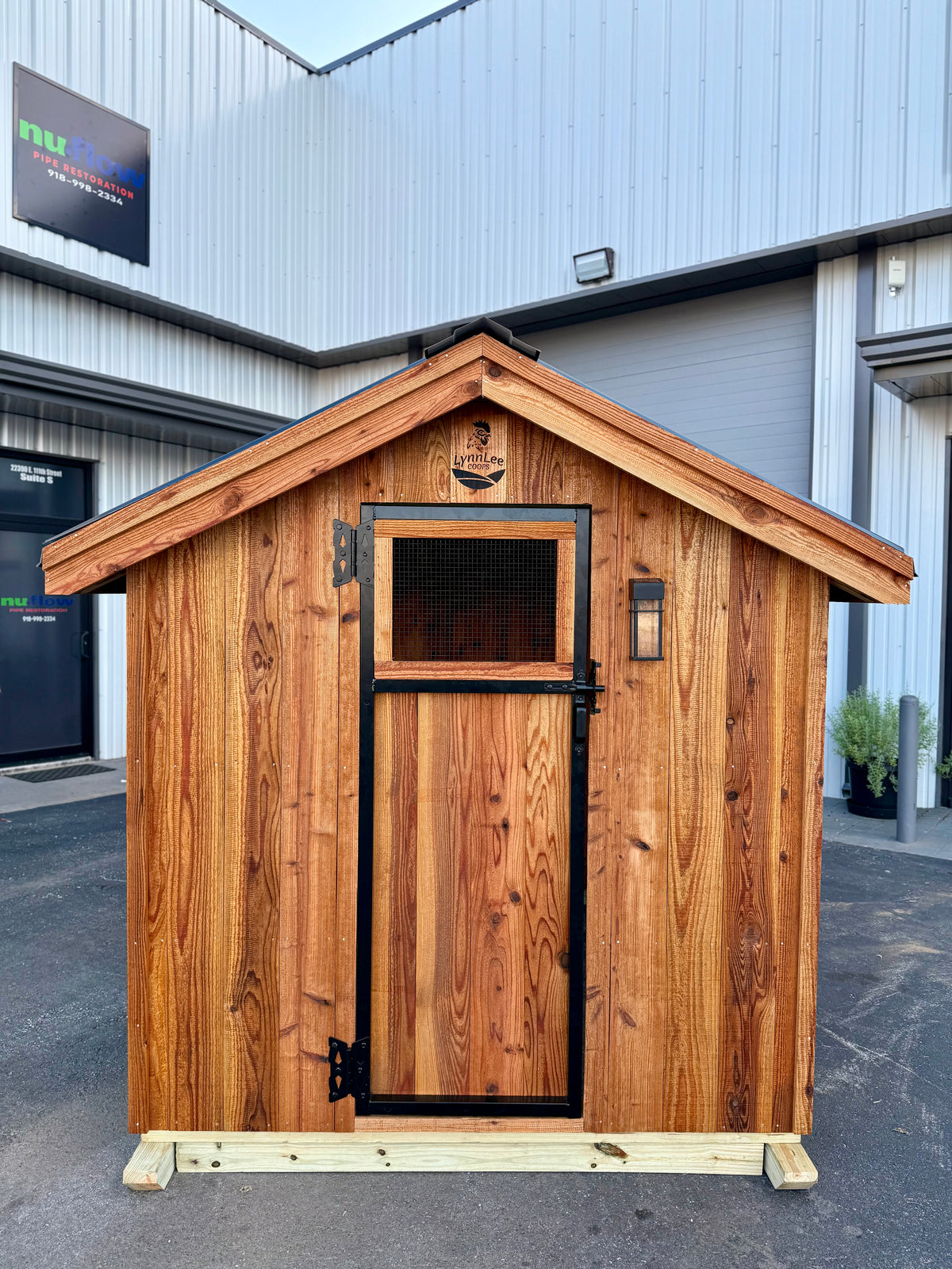 Light Oak stained cedar coop