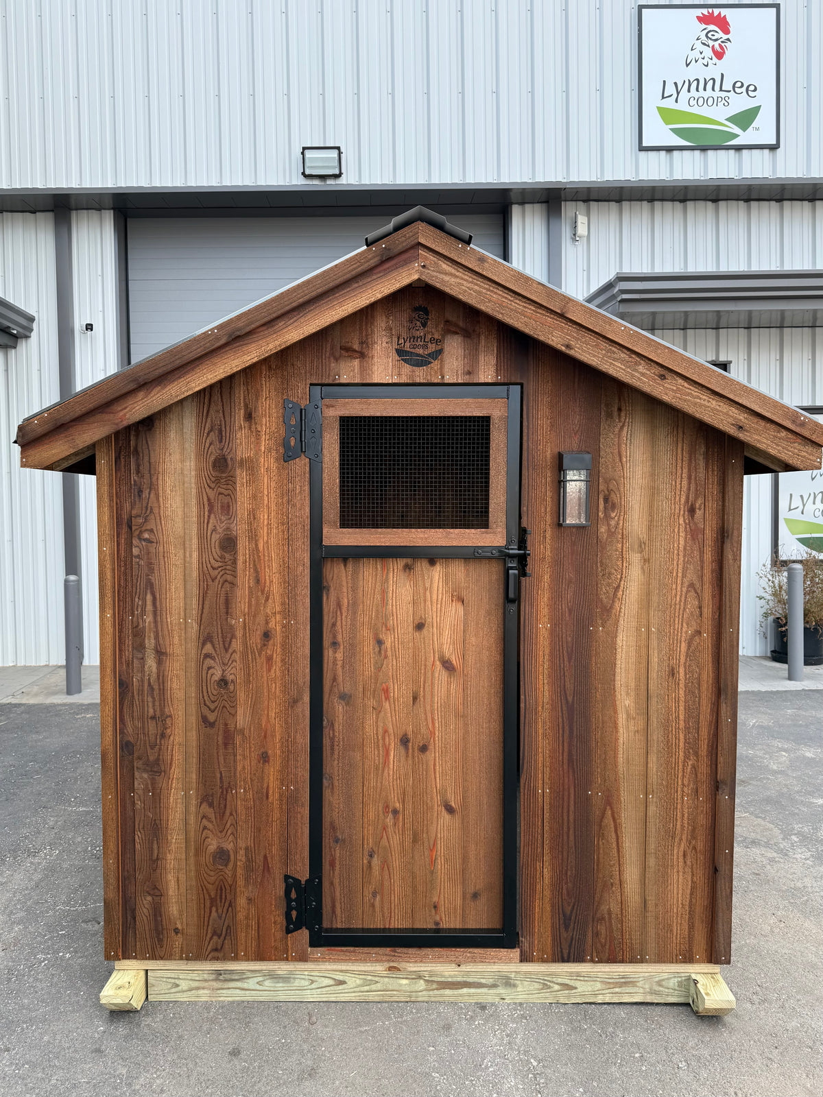 Pecan stained cedar coop